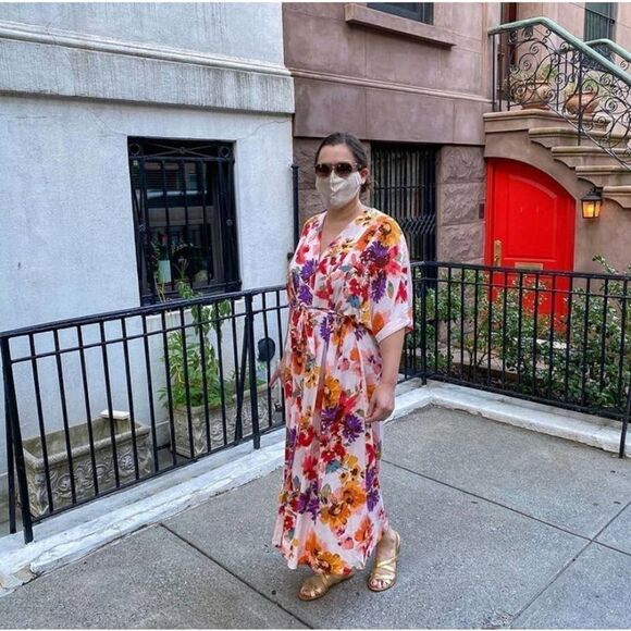 H&M Dress Kaftan Viscose Floral Print Long Midi - Picture 4 of 6